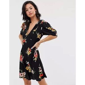 FREE PEOPLE✨ Black Floral Neon Garden Mini Dress💐 -4